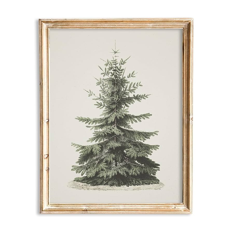 JarThenaAMCS Christmas Canvas Wall Art Print Vintage Xmas Pine Tree Art Poster Winter Tree Rustic... | Amazon (US)