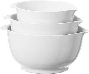 Oggi Melamine Mixing Bowls w/Pour Spout - 3 pc Set, White | Amazon (US)
