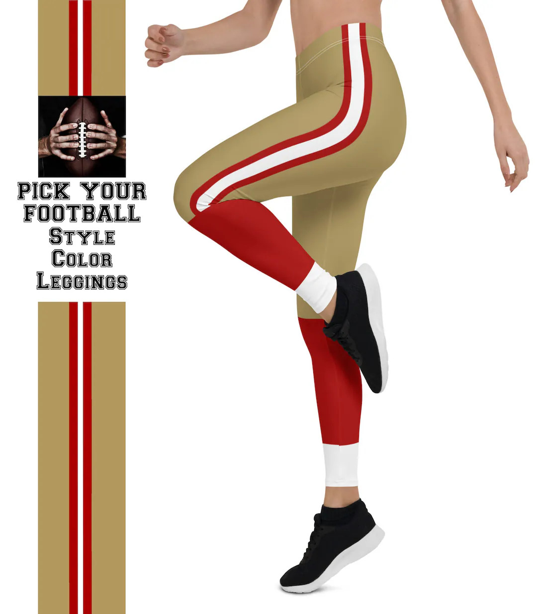 49ers Leggings/ San Francisco Fan/team Colors With Gold-red-white Striped/ladies Football Style S... | Etsy (US)