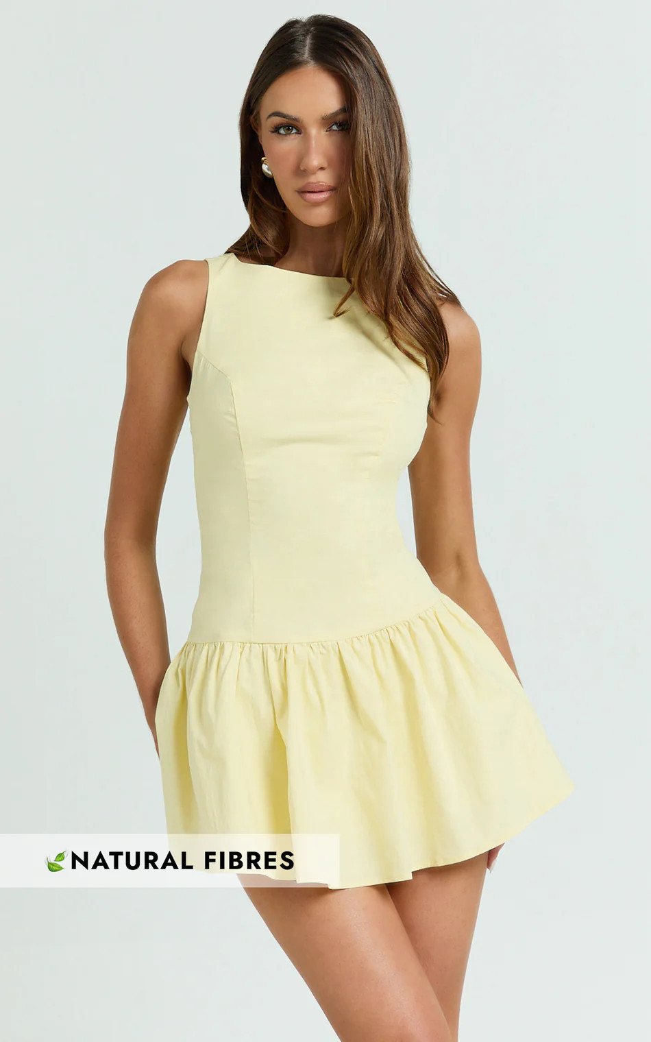 Izira Mini Dress - Boat Neck Drop Waist Shift Dress in Butter Yellow | Showpo (US, UK & Europe)