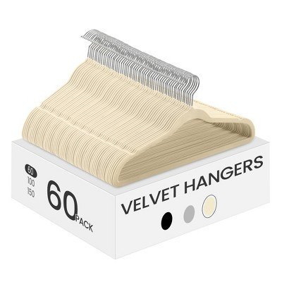 Velvet Hangers 60 Pack, Non-Slip Clothes Hangers with Silver-Colored Swivel Hooks, Slim Space-Saving for Closet, Heavy-Duty, Black | Target