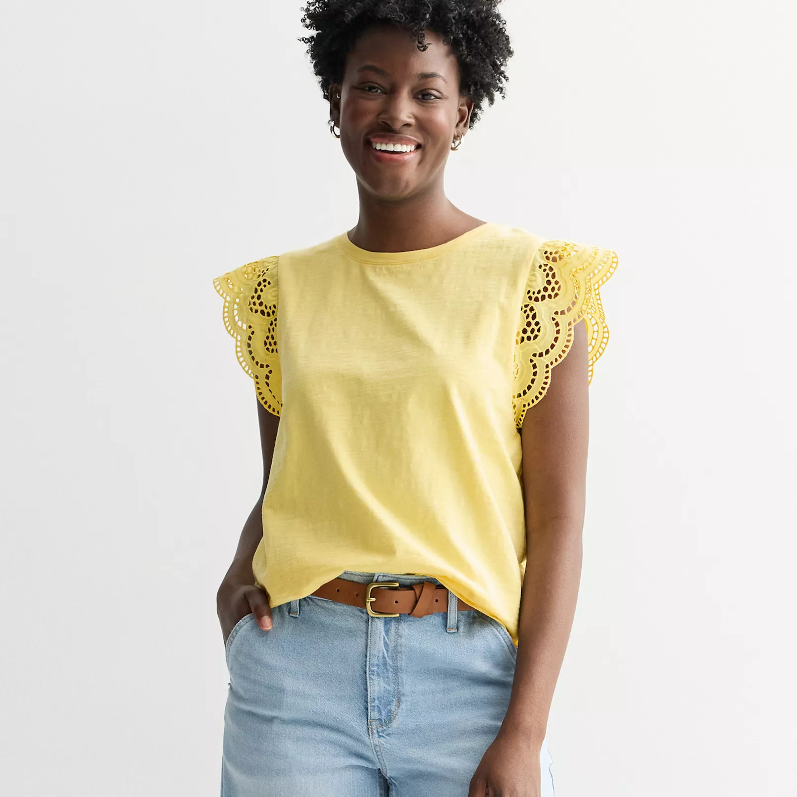 Women's Sonoma Goods For Life® Eyelet Sleeve Knit Top | Kohl's