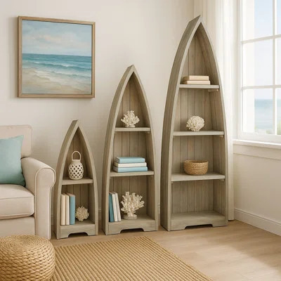 Keasal 77'' H x 21.5'' W Solid Wood Boat Bookcase | Wayfair North America