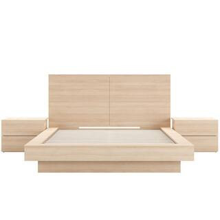 Marconi 4-Piece Natural Blonde Oak Queen Size Bedroom Set | The Home Depot
