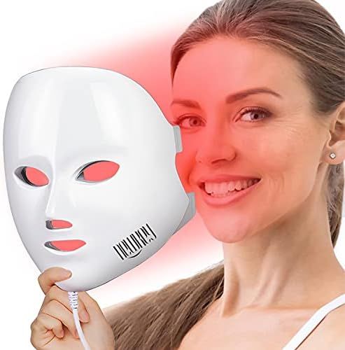 Red Light Therapy for Face Wrinkles, NEWKEY LED Face Mask Light Therapy,7 Colors Blue&Red Light Ther | Amazon (US)