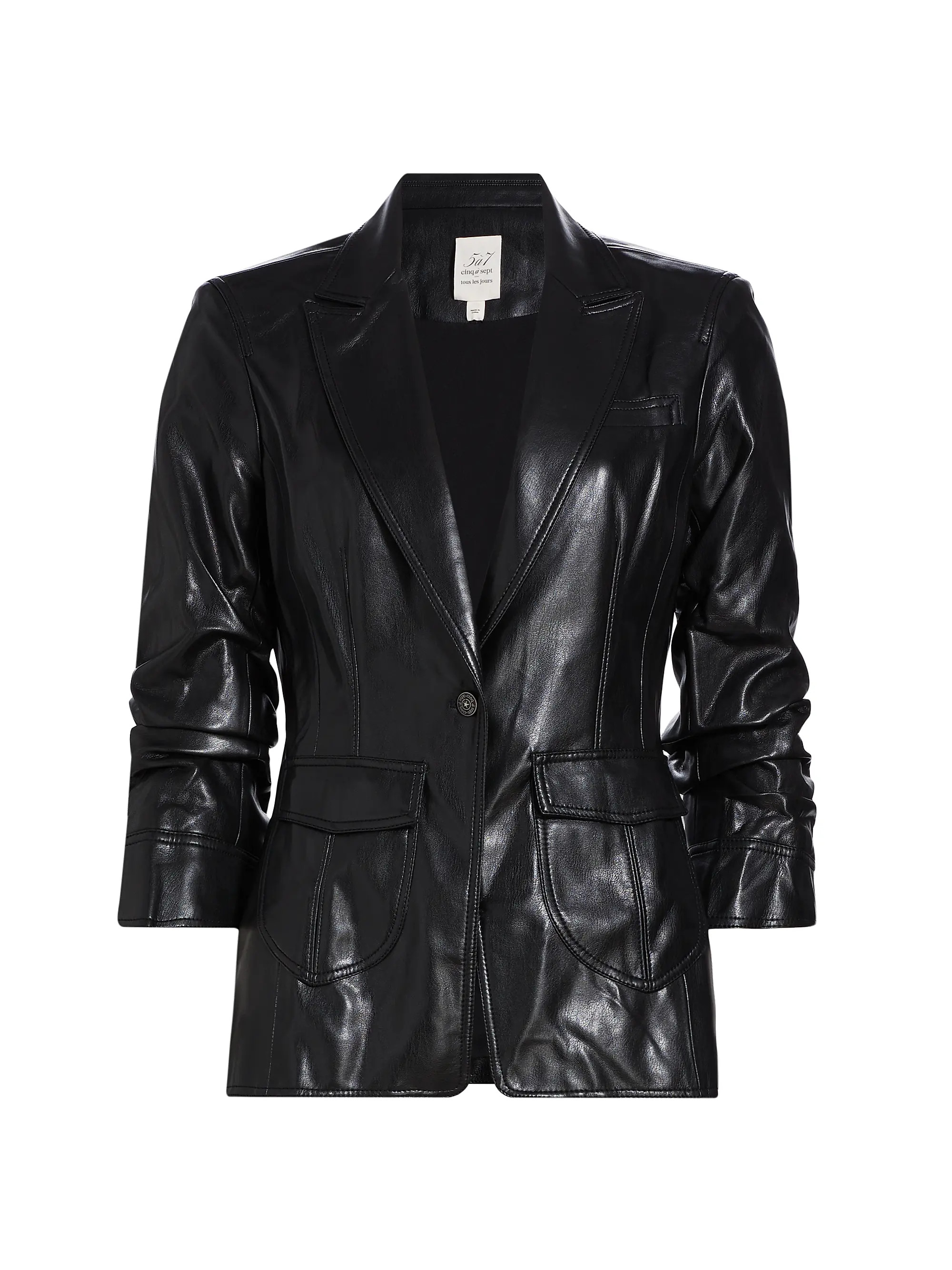 Louisa Vegan Leather Scrunched Jacket | Saks Fifth Avenue