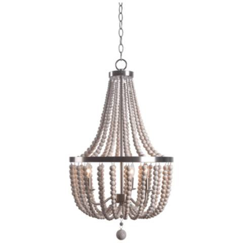 Dumas 16" Wide 3-Light Wood Bead ChandelierGray - #1534P | Lamps Plus | Lamps Plus