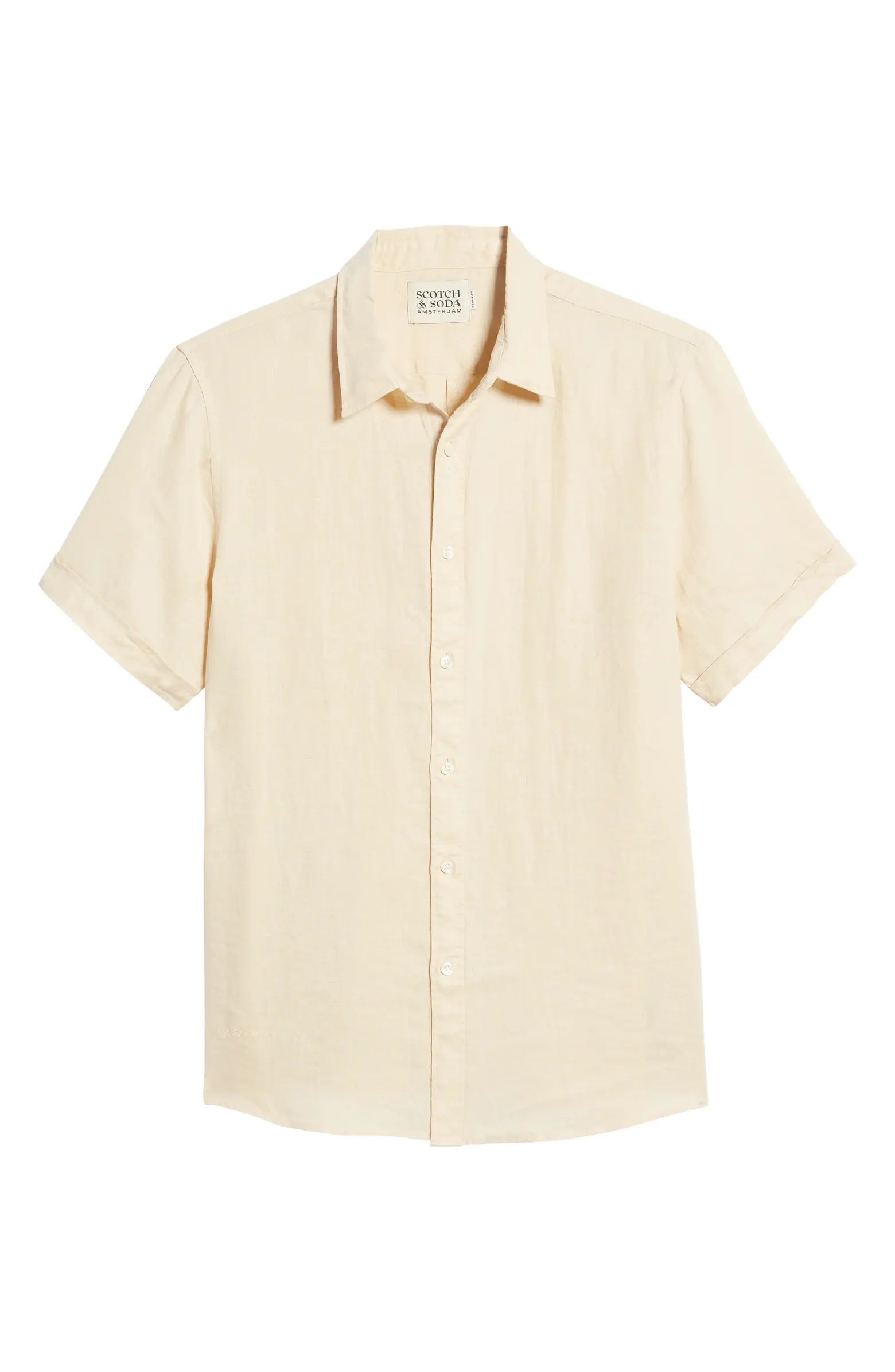 Scotch & Soda Regular Fit Short Sleeve Linen Button-Up Shirt | Nordstrom | Nordstrom