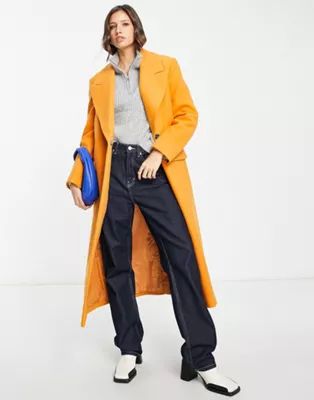 River Island 80's tailored coat in orange | ASOS (Global)