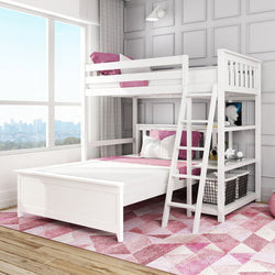Twin Over Full L-Shaped Bunk Bed With Bookcase | max & lily
