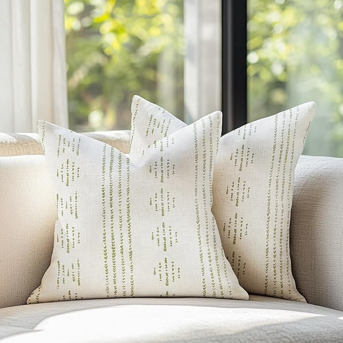 jinchan Linen Pillow Covers Farmhouse Boho Striped Mudcloth Pattern Cushion Covers Textured Durab... | Amazon (US)