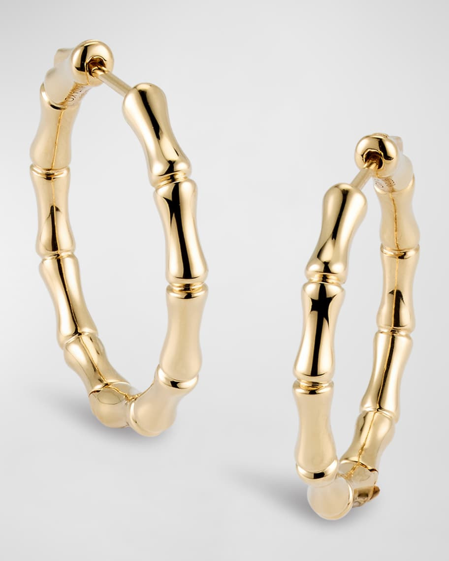 Anita Ko 18K Yellow Gold Bamboo Hoop Earrings | Neiman Marcus