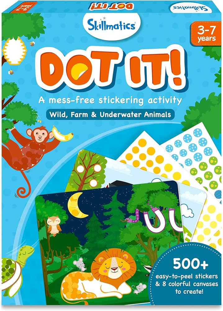 Skillmatics Art Activity Dot it - No Mess Sticker Art, 8 Animal Themed Pictures, Gifts for Ages 3... | Amazon (US)