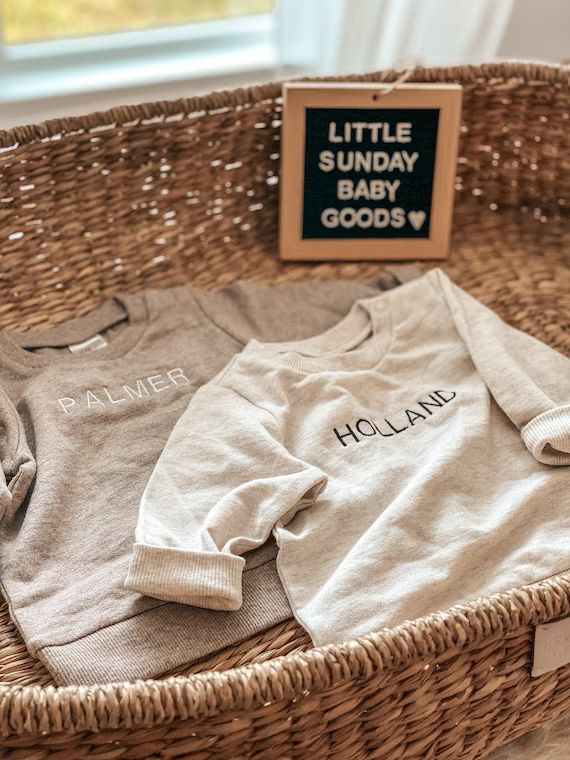 Custom Embroidered Baby Name Crewneck Sweatshirt | Etsy | Etsy (US)