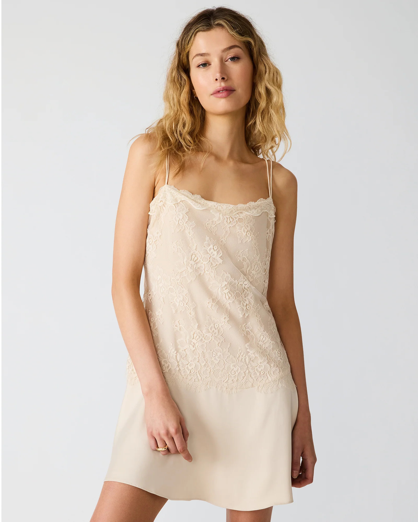 NABELLA Ivory Lace Slip Sleeveless Women's Mini Dress | Steve Madden (US)