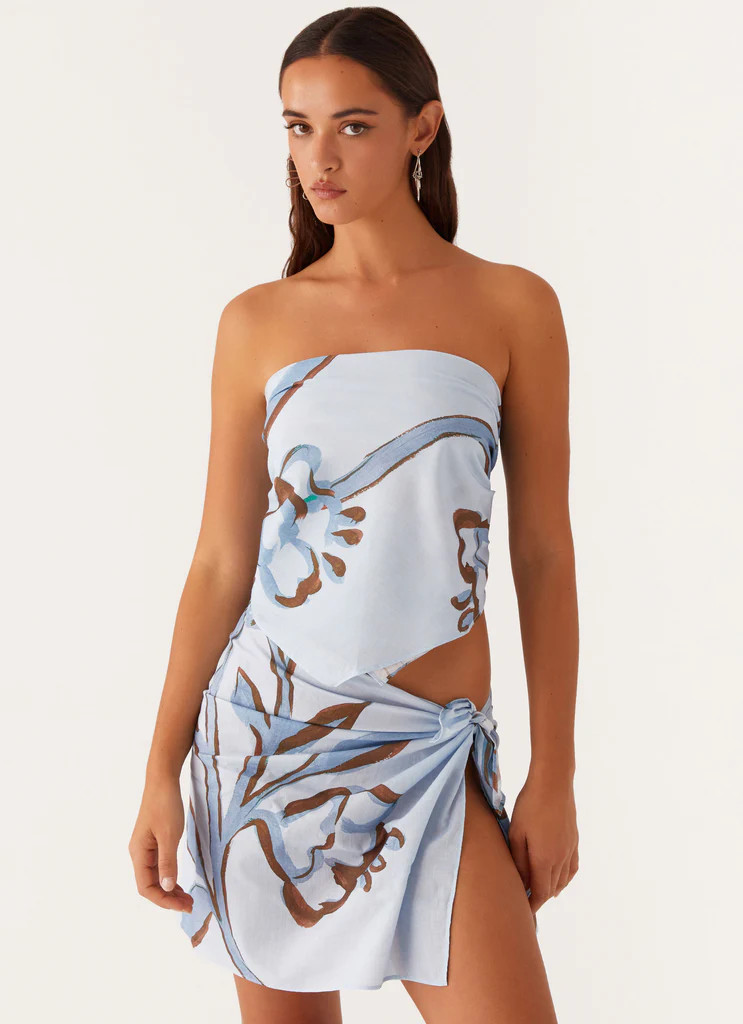 Ocean Is Calling Mini Sarong - Blue Floral Print | Peppermayo (Global)
