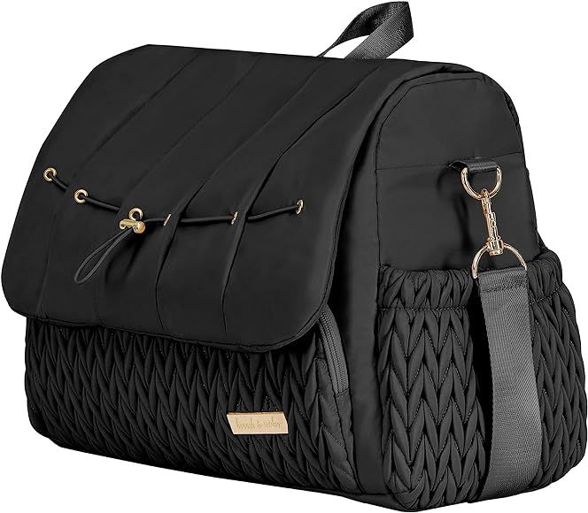 Hannah & Sophia Belle Convertible Baby Diaper Backpack & Messenger Bag in Black, Large Storage Sp... | Amazon (US)
