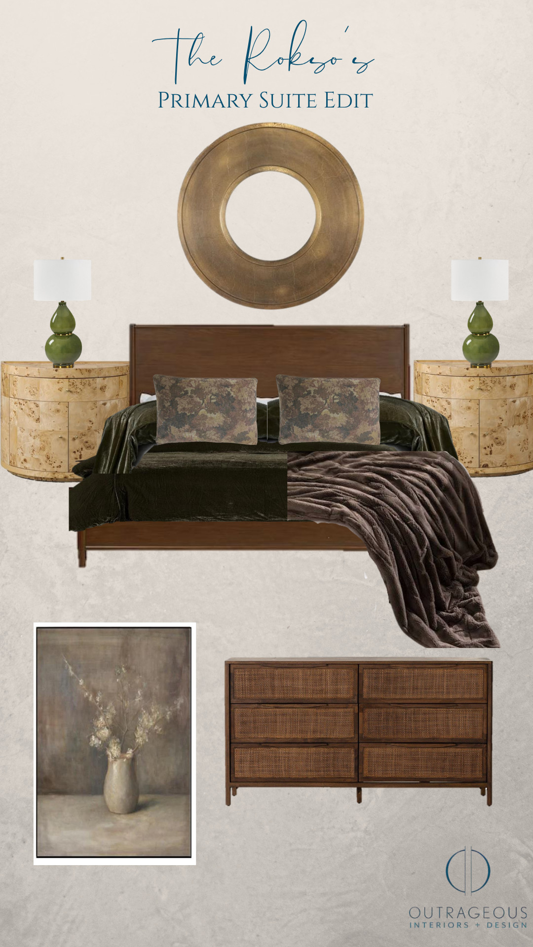 The primary suite is meant to be a sanctuary, and for Loren and Sean, it's all about rich, restful textures. Shop this curated Edit – a space that balances earthy greens, warm burl wood, and sophisticated gold accents for the ultimate design-forward retreat. 

 #LTKdayinmylife #LTKHome #LTKBaby