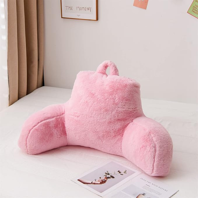 Faux Fur Reading Pillow Bed Wedge Large Adult Children Backrest with Arms Back Support for Sittin... | Amazon (US)
