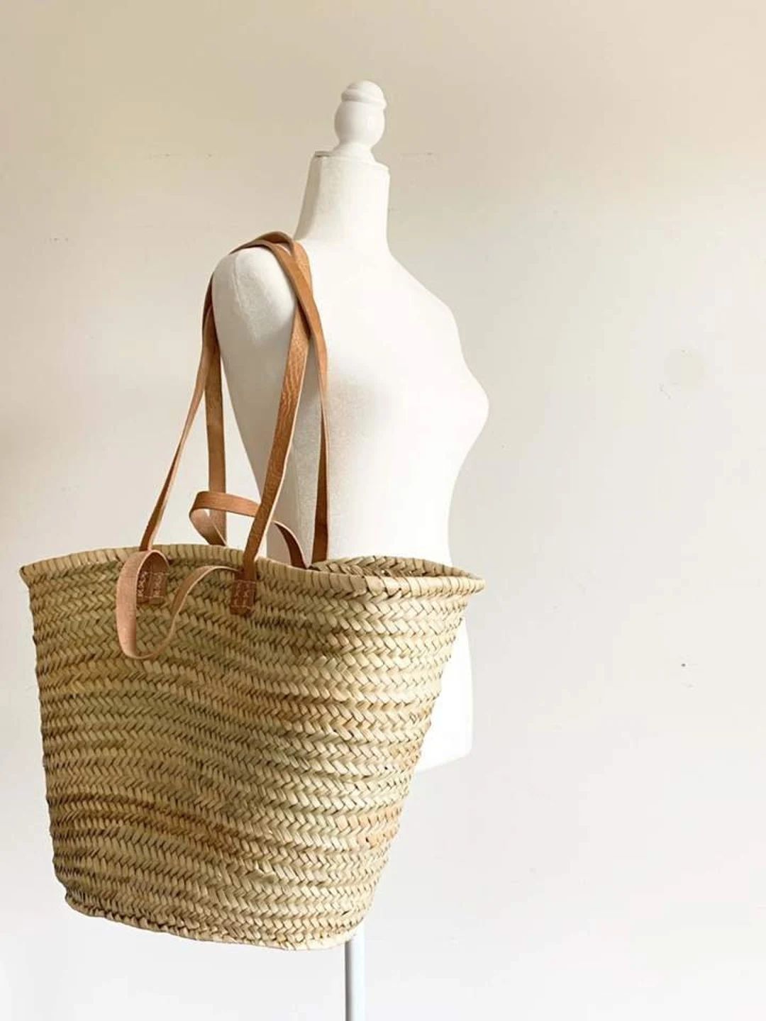 French Straw Bag Handmade With Leather French Market Basket, Eco-friendly Tote, Grocery Bag, Fash... | Etsy (US)