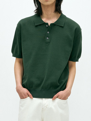 쿨 린넨 3버튼 카라 반팔 니트 그린 | (주)더블유컨셉코리아/W Concept(KR)