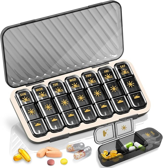 Weekly Pill Organizer 3 Times a Day, GloDeals Large Travel Pill Box 7 Day, Am Pm Three Daily Pill... | Amazon (US)