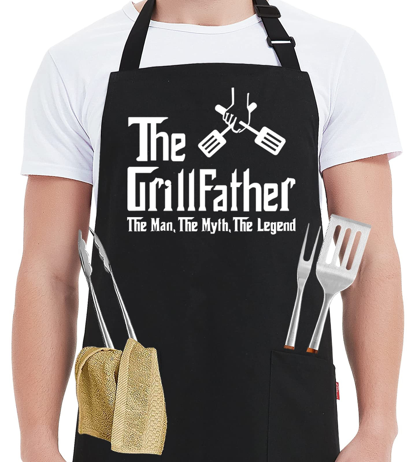 Kaidouma Funny Grill Aprons for Men - The Grillfather - Men’s Funny Chef Cooking Grilling BBQ A... | Amazon (US)