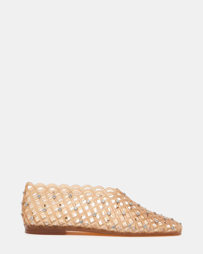 GROVE Tan Rhinestones Square-Toe Jelly Women's Flat | Steve Madden (US)