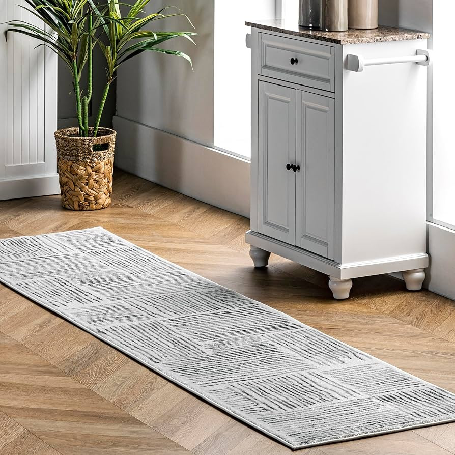nuLOOM Soraya Striped Tiles Runner Rug , 2' x 8', Light Gray, Rectangular | Amazon (US)