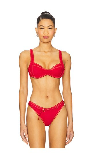 Franklin Denim Bikini Top in Red Denim | Revolve Clothing (Global)