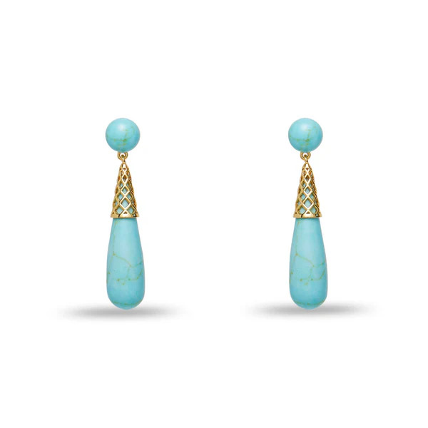 TURQUOISE SKY GOLD CAGE DROP EARRINGS | LELE SADOUGHI