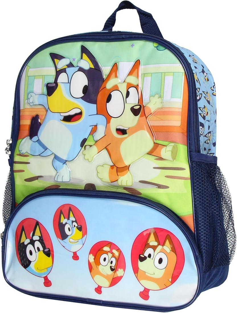 Bluey 14" Kids School Travel Backpack Bag For Toys w/Raised Character Designs | Amazon (US)