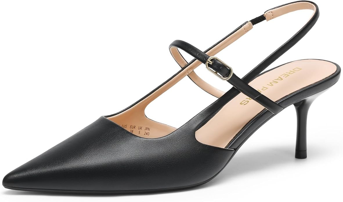 DREAM PAIRS Women's Mary Jane Slingback Kitten Heels | 2.36" Kitten Heel, Closed Pointed Toe, Mar... | Amazon (US)