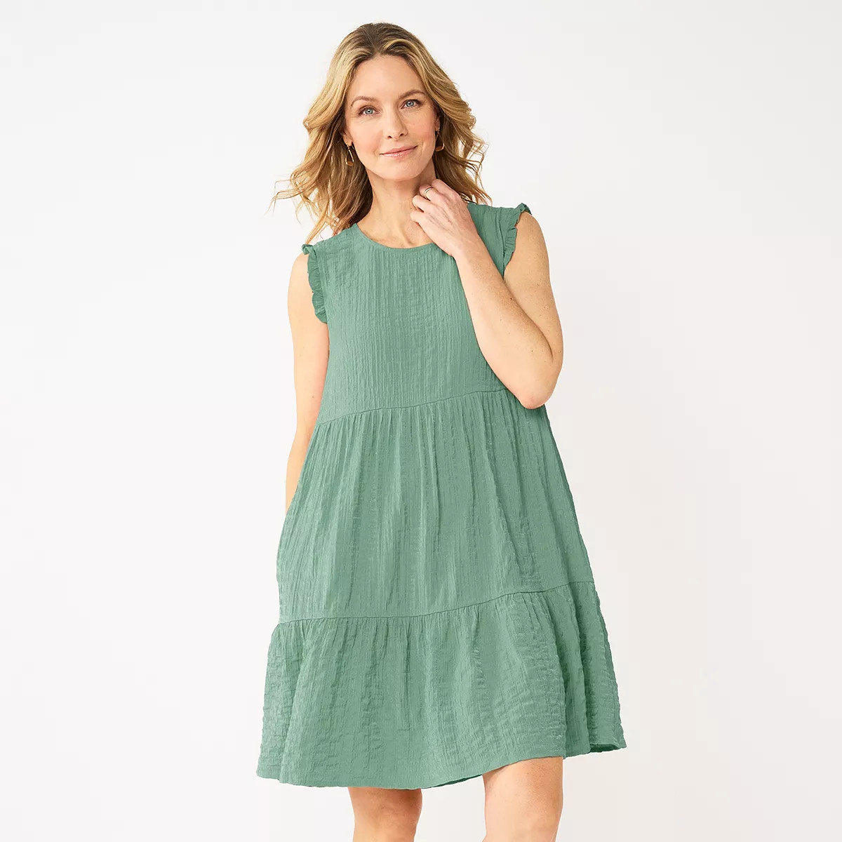 Women's Sonoma Goods For Life® Flutter Sleeve Tiered Dress | Kohl's