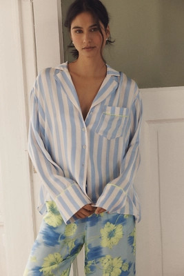 The LyreBird Silky Oversized Pajama Shirt | Anthropologie (US)