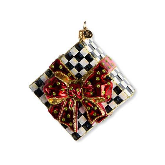 Glass Ornament - Courtly Check Present | MacKenzie-Childs