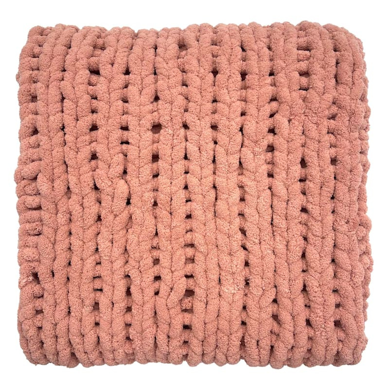 Mauve Chunky Knit Throw Blanket, 50x60 | At Home