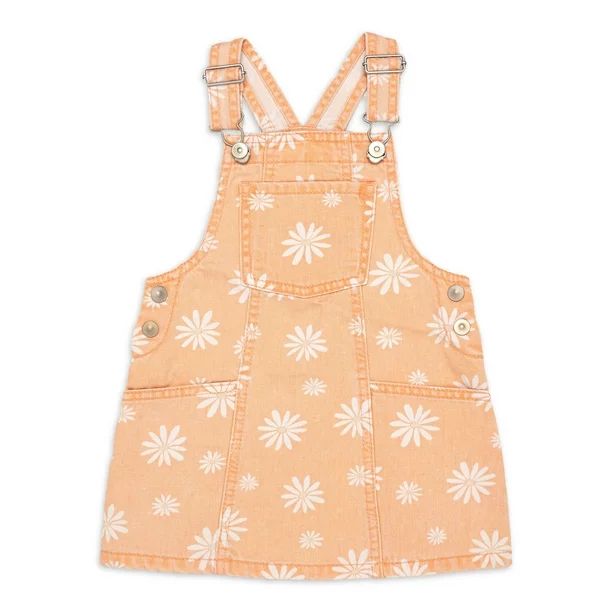 Wonder Nation Toddler Girls Daisy Denim Jumper, Sizes 2 Toddler-18 Months | Walmart (US)