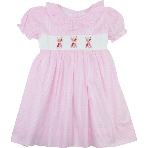 Pink Gingham Smocked Pencil Dress | Cecil and Lou