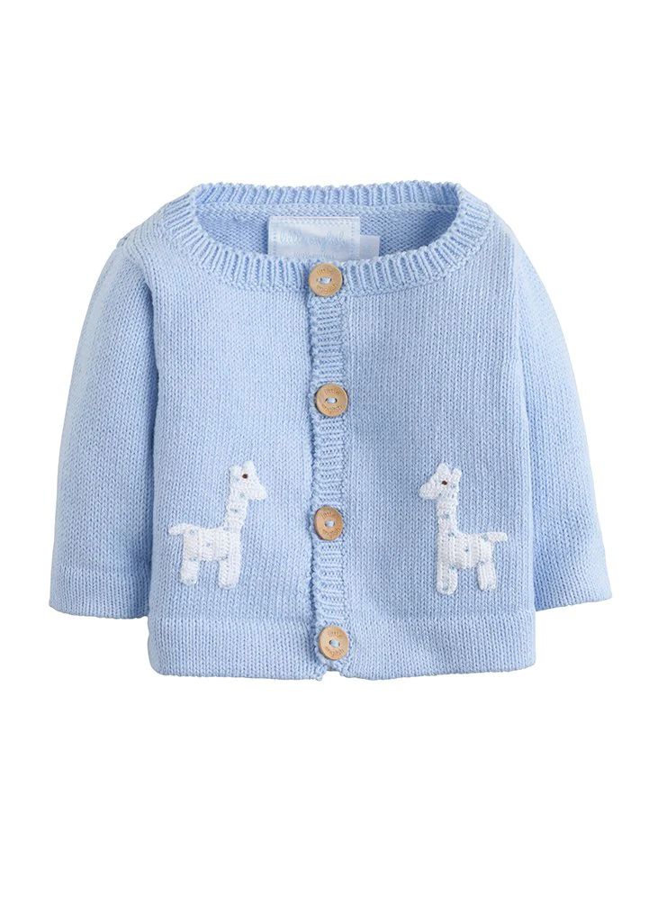 Little English Blue Giraffe Crochet Sweater | JoJo Mommy