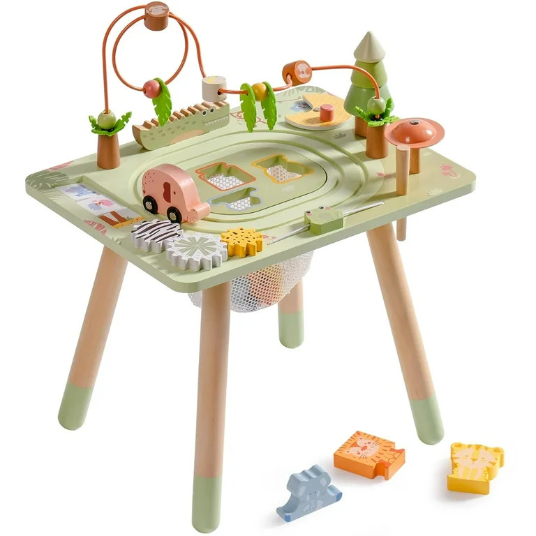 Robud Activity Table, 11-in-1 Montessori Learning Table with Bead Maze, Gears, Track, Shape Match... | Walmart (US)