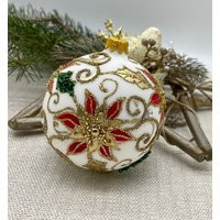 Christmas Glass Ball Ornament, Hand Painted Decorations, Traditional Xmas Crafted Handmade | Etsy (US)