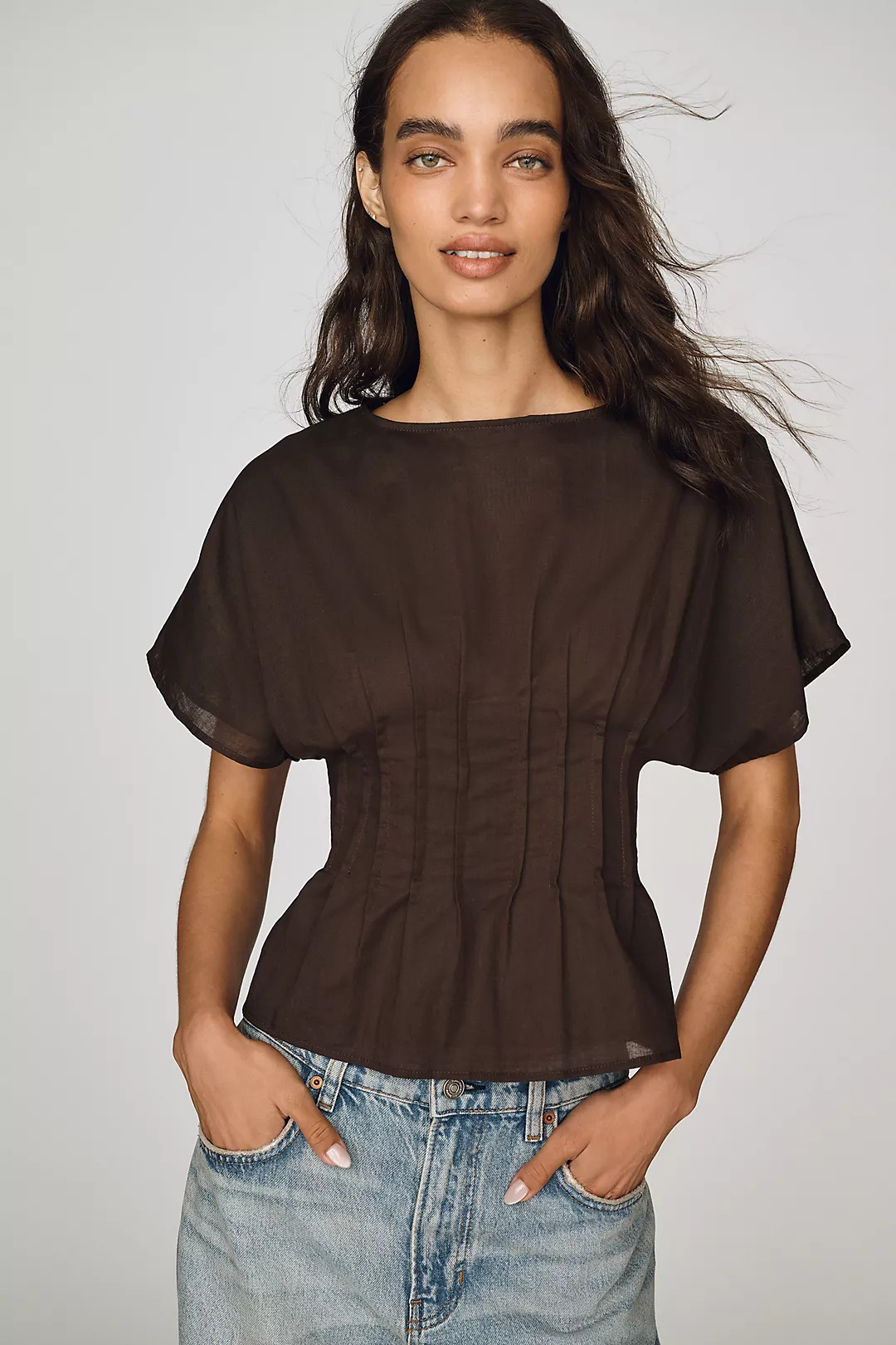 a.ren Simone Linen Cotton Top | Anthropologie (US)