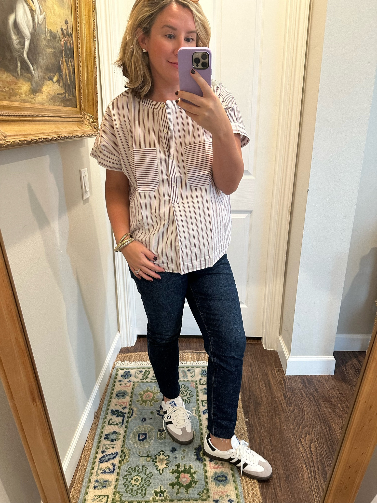 Casual fall outfit. Wearing a large in the top and a 12 in jeans. TTS 

#LTKmidsize #LTKfindsunder50 #LTKsalealert