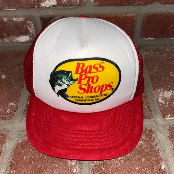 Vintage Bass Pro Shops Red and White Mesh Trucker Cap Trendy Summer | Poshmark