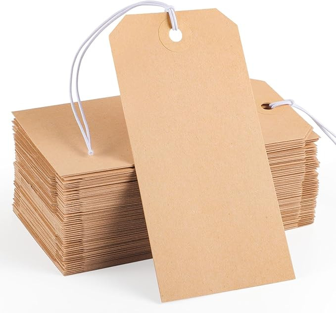 100pcs Brown Paper Shipping Tags with Elastic Rope Large Marking Tags Hanging Paper Tags Attached... | Amazon (US)