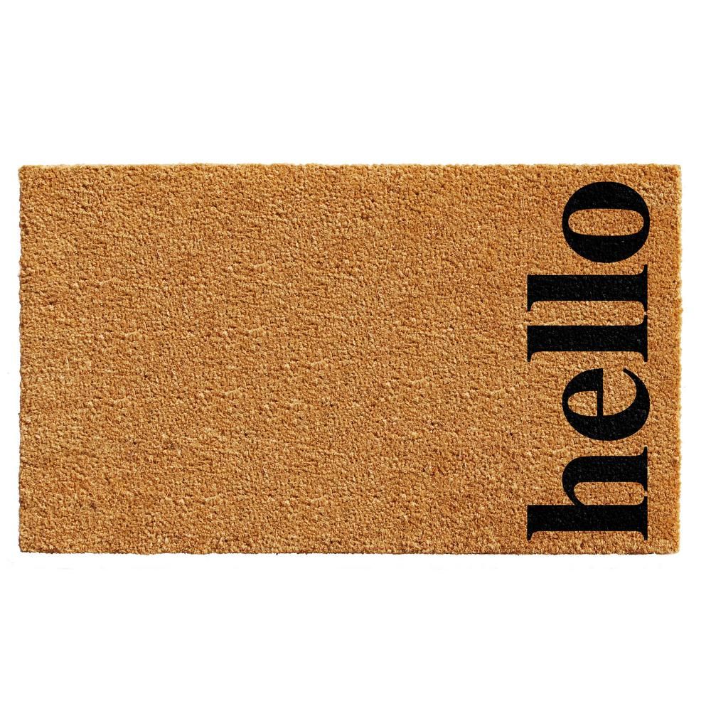Home & More Vertical Hello Natural/Black 24 in. x 36 in. Door Mat-102612436NBB - The Home Depot | The Home Depot
