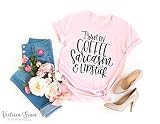 I run on coffee sarcasm and lipstick shirt Funny Graphic Tee Women's Clothing Lipstick Shirt Coffee  | Amazon (US)
