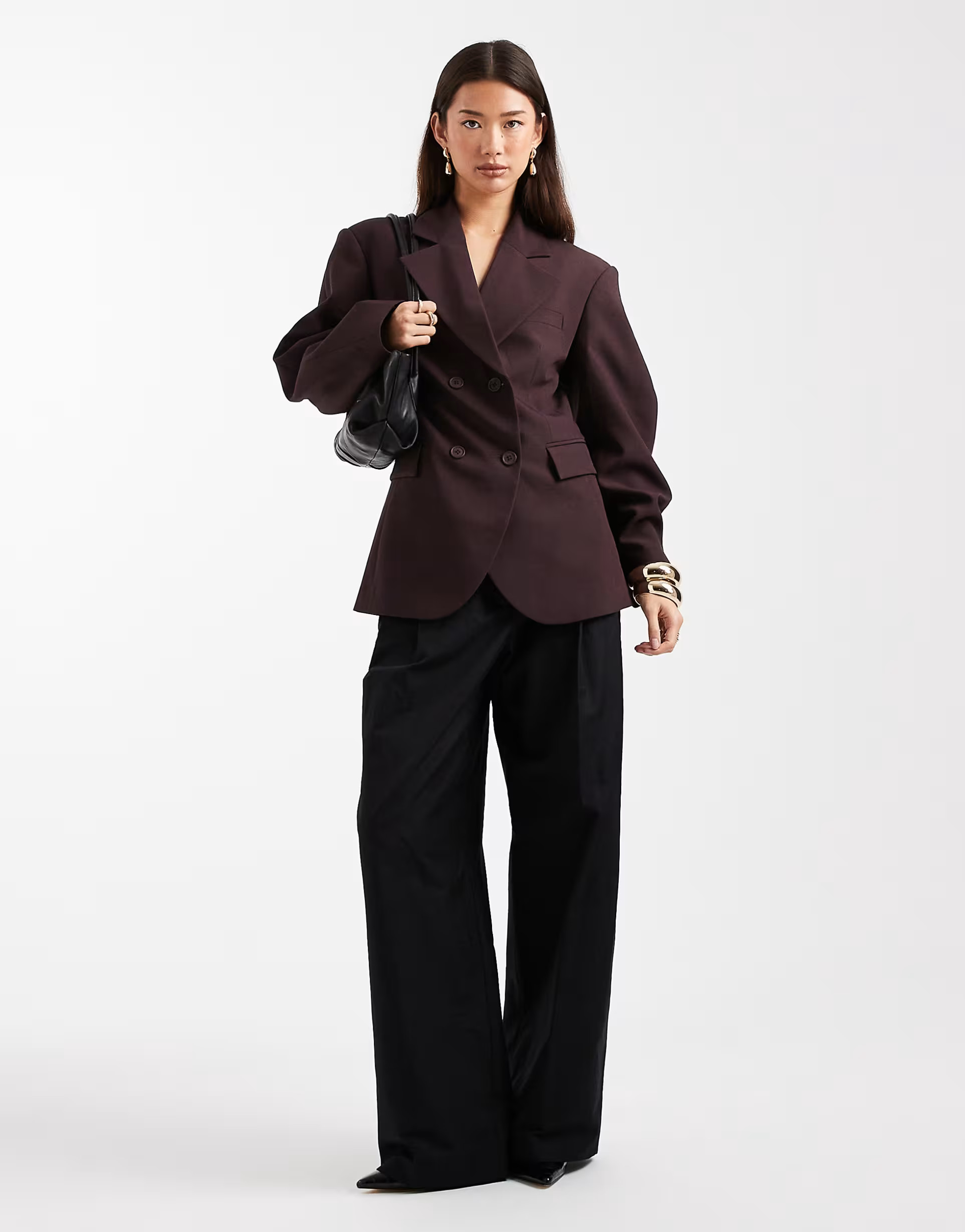 ASOS DESIGN tailored cocoon sleeve double breasted blazer in chocolate | ASOS | ASOS (Global)