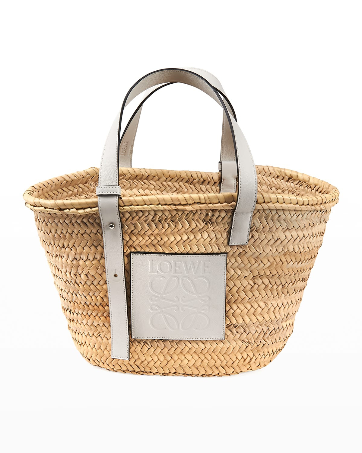 x Paula's Ibiza Basket Bag in Palm Leaf with Leather Handles | Neiman Marcus